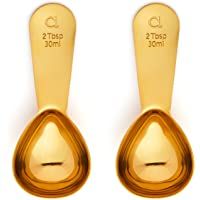 Cuchara Medidora De Café (Juego De 2) De Apace - 30 ml - Cucharas De Acero Inoxidable Para Medir Café- Té y Más (Oro- 2)